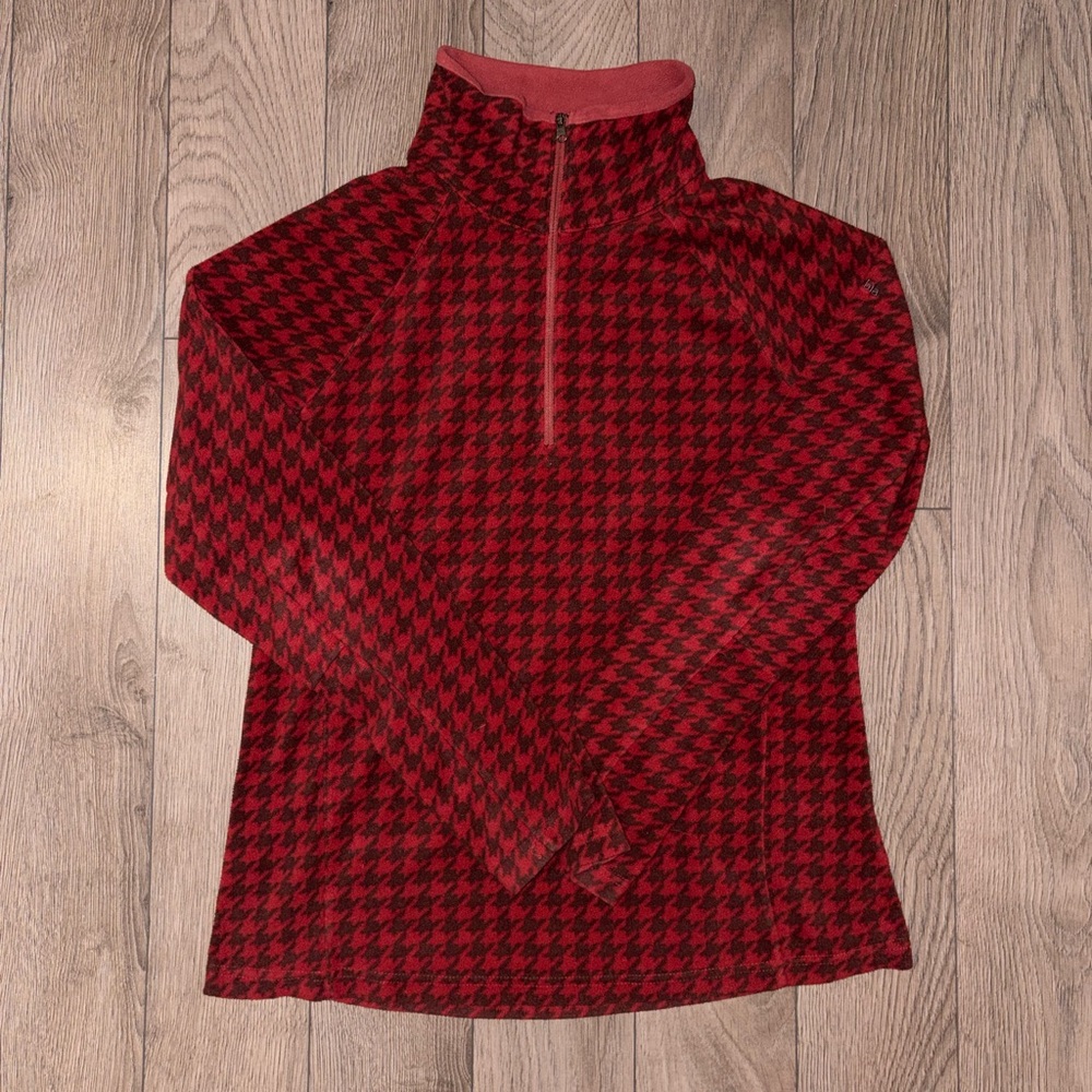 Columbia Red and Black Houndstooth Women's Turtleneck Sweater